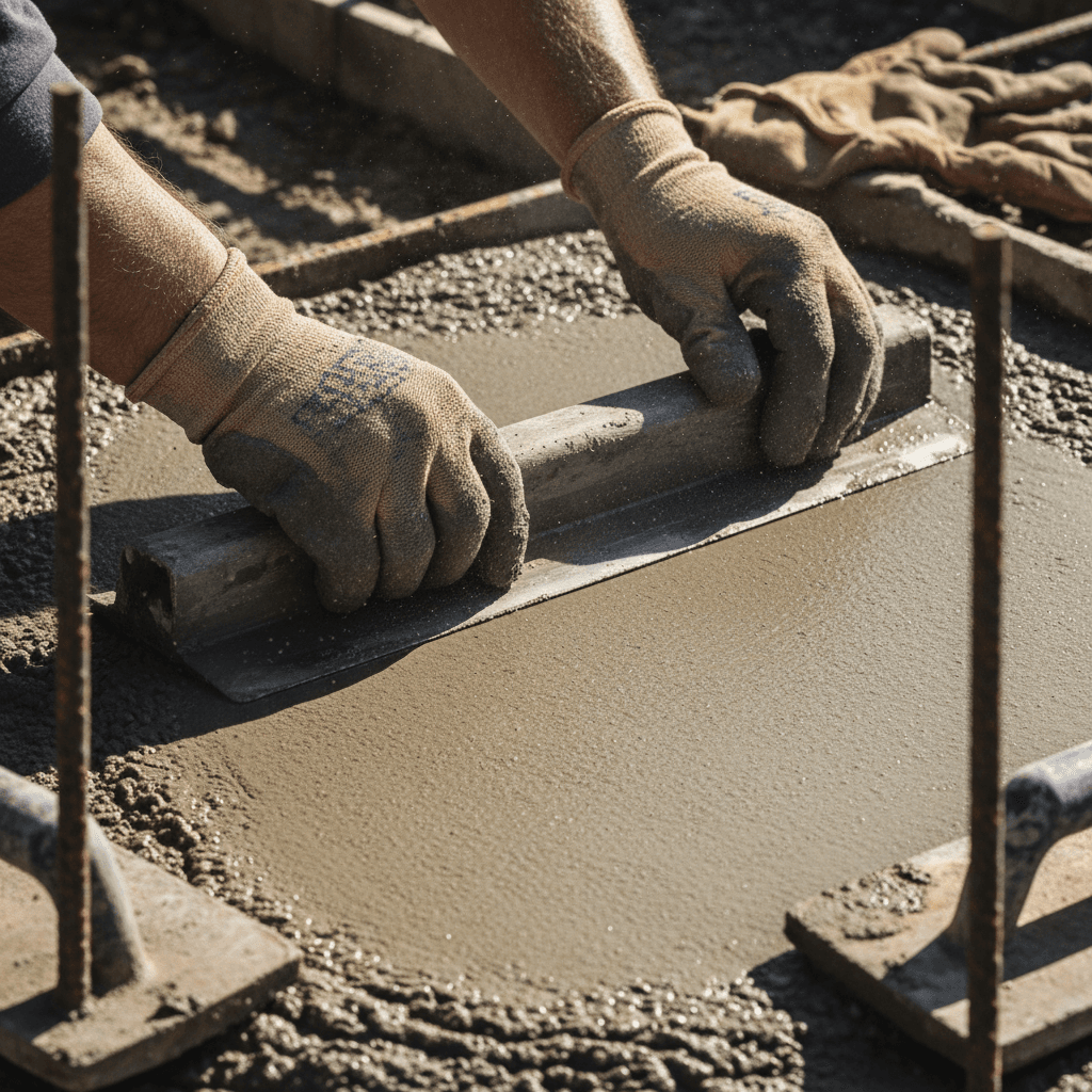 Concrete finishing work in progress